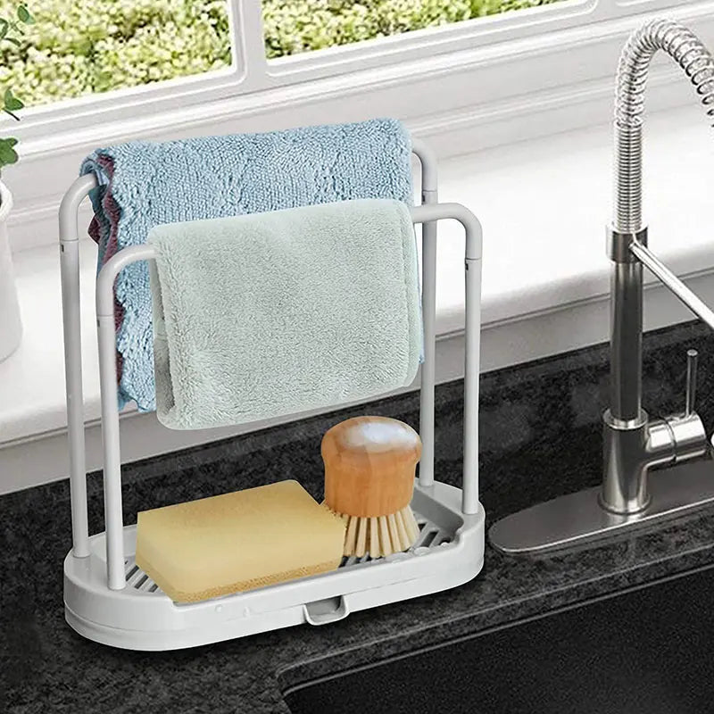 Multipurpose Detachable Sink Caddy Dishcloth Hanger (White)