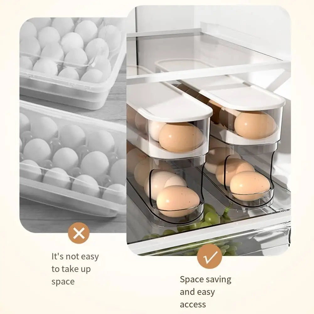 Automatic Scrolling Egg Holder with Lid Kitchen Dedicated Roll Off Egg Storage Rack