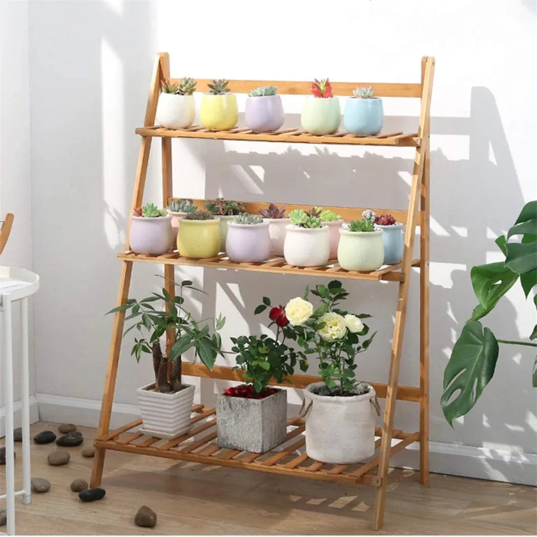 Folding Display Ladder Shelf Indoor Outdoor Garden Rack and Storage Holder