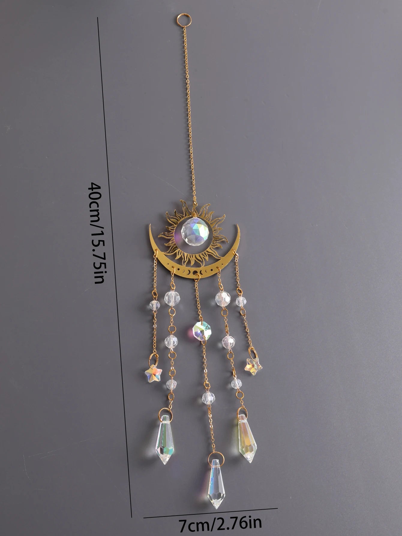 Gold Crystal Suncatcher with Rainbow Effect for Outdoor Spaces