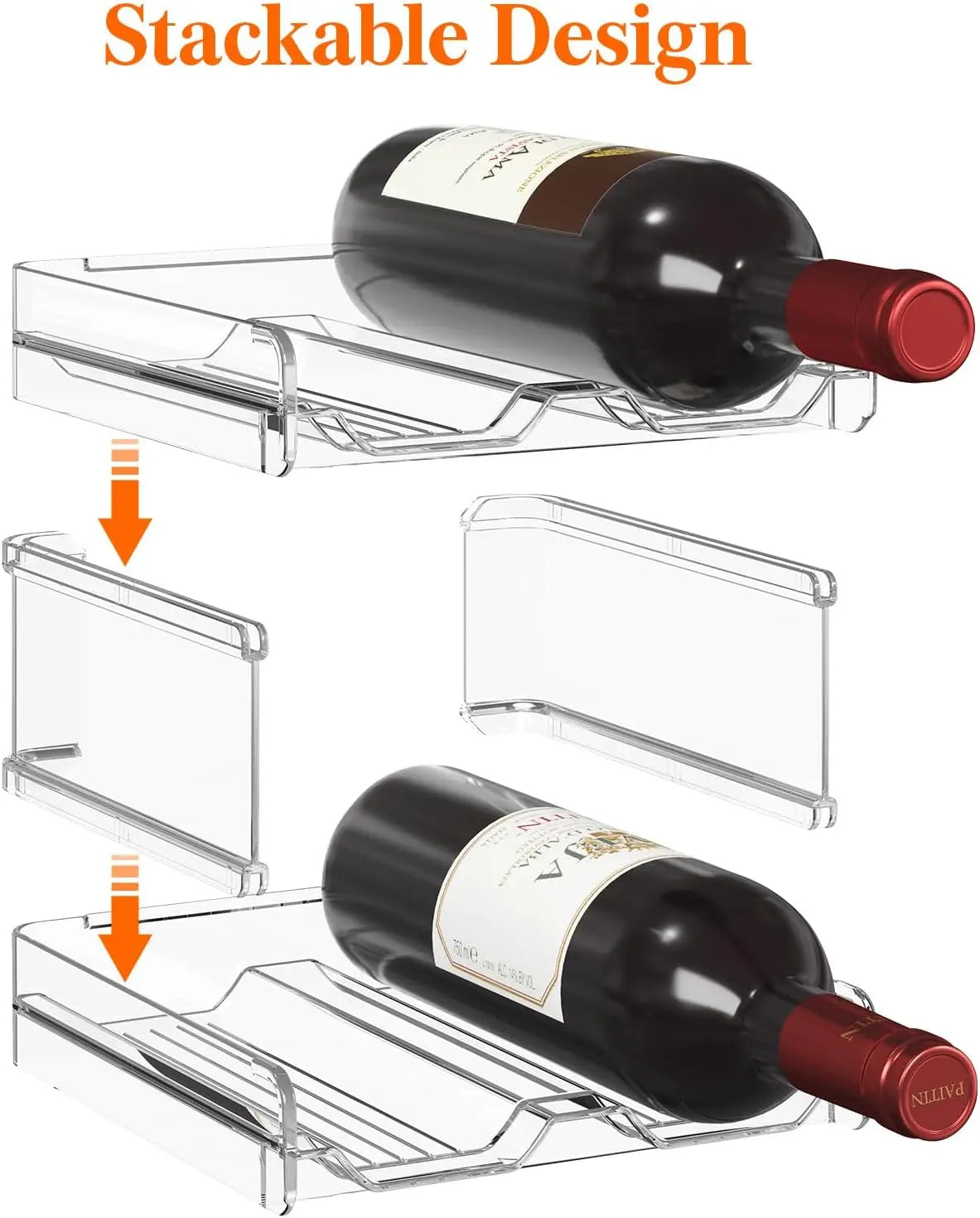 Plastic Stackable Wine Rack for Refrigerator – Clear Water Bottle Organizer