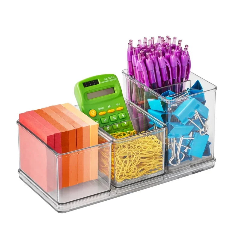 4-Piece Clear Plastic Desktop Organizer Set