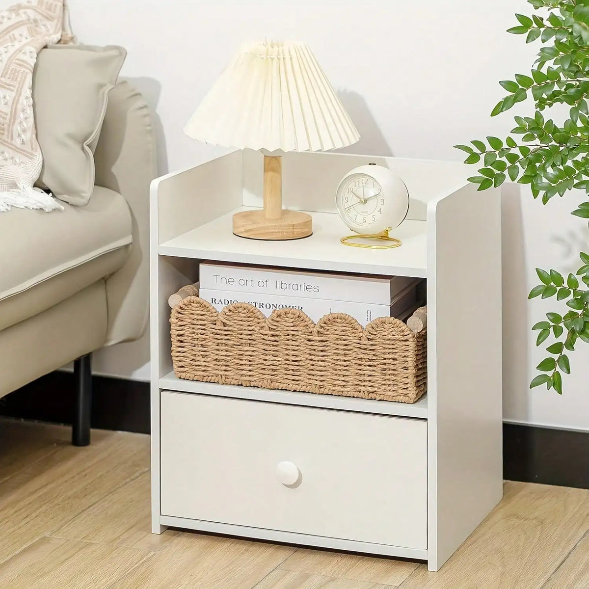 Woven Decorative Storage Basket with Handles (Khaki)