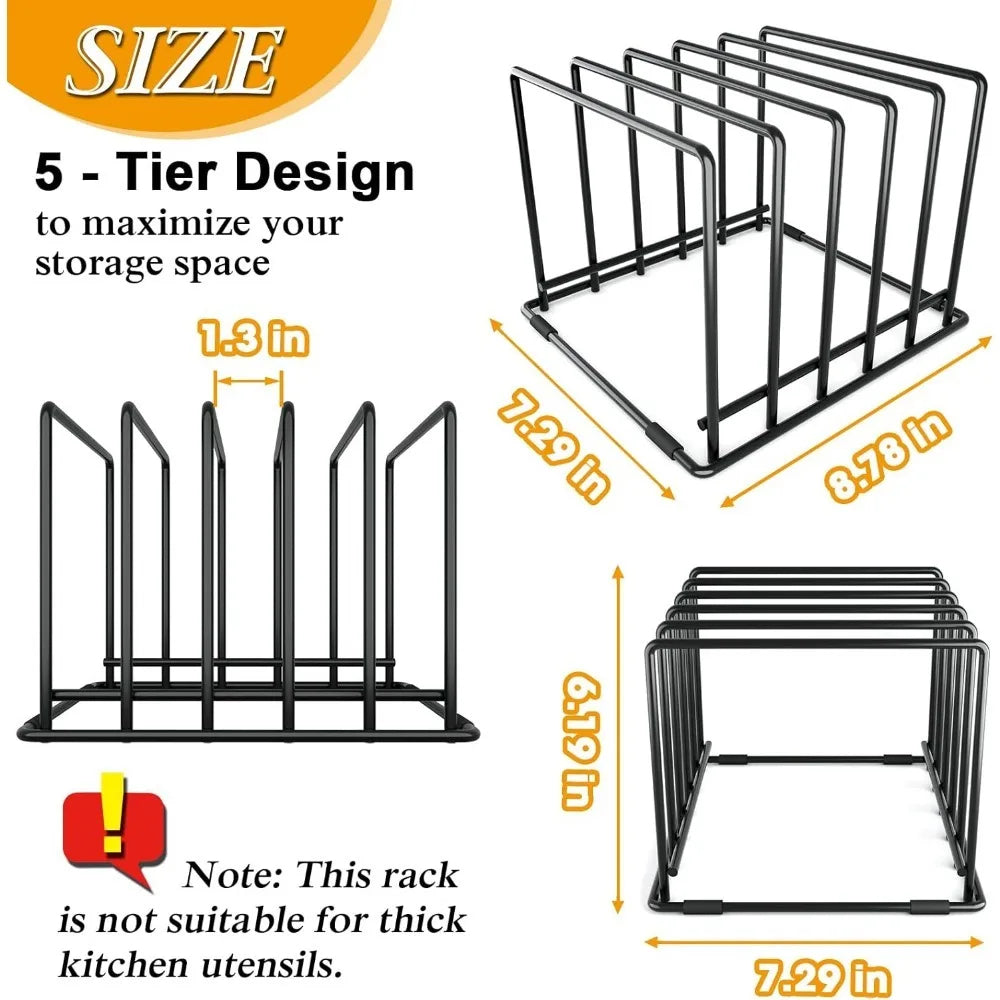 5-Tier Vertical Metal Rack Organizer for Cutting Boards