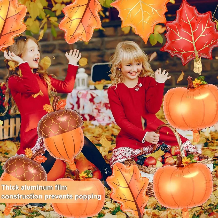 9 Pcs Fall Thanksgiving Balloons Set Premium Foil Pumpkin