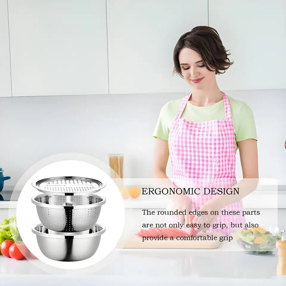 5-in-1 Steel Cheese Grater with Draining Basket