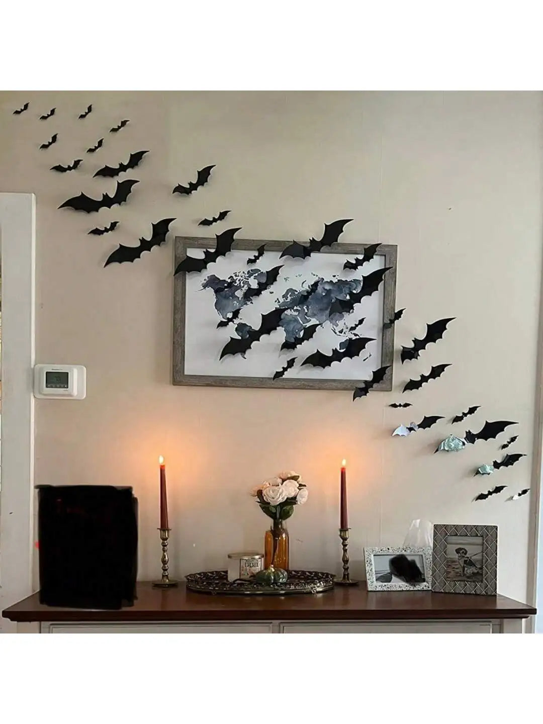 Black Bats Halloween Wall Decor 60 Pieces Waterproof Bat Wall Decals