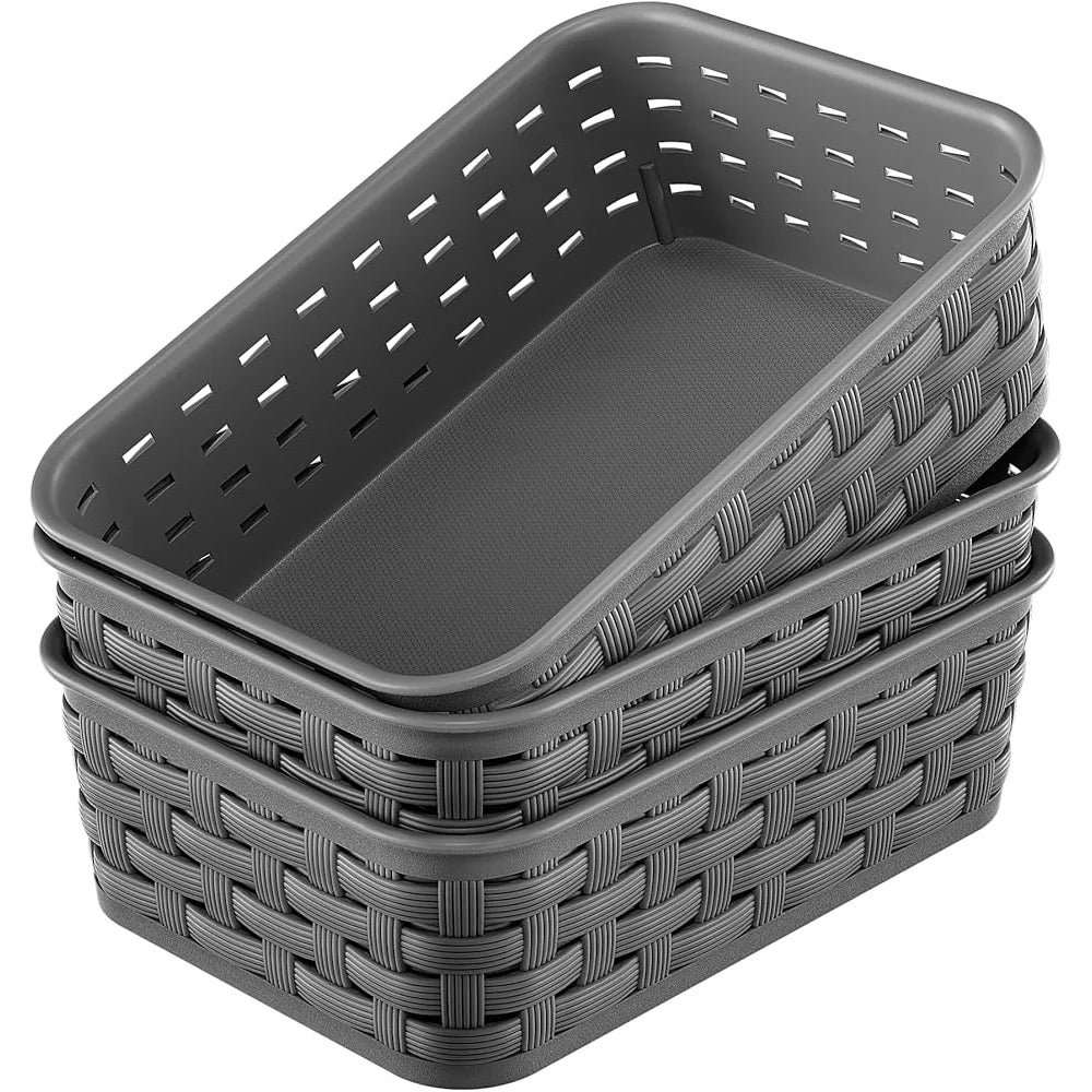 Compact Wicker Storage Bins for Home Organizing (3-Pack)