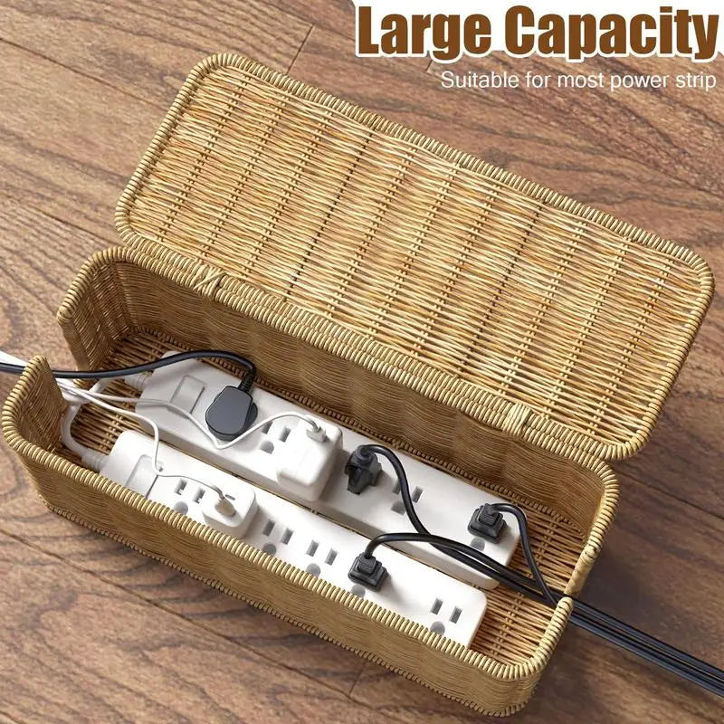 Handmade Rattan Cable Management Box