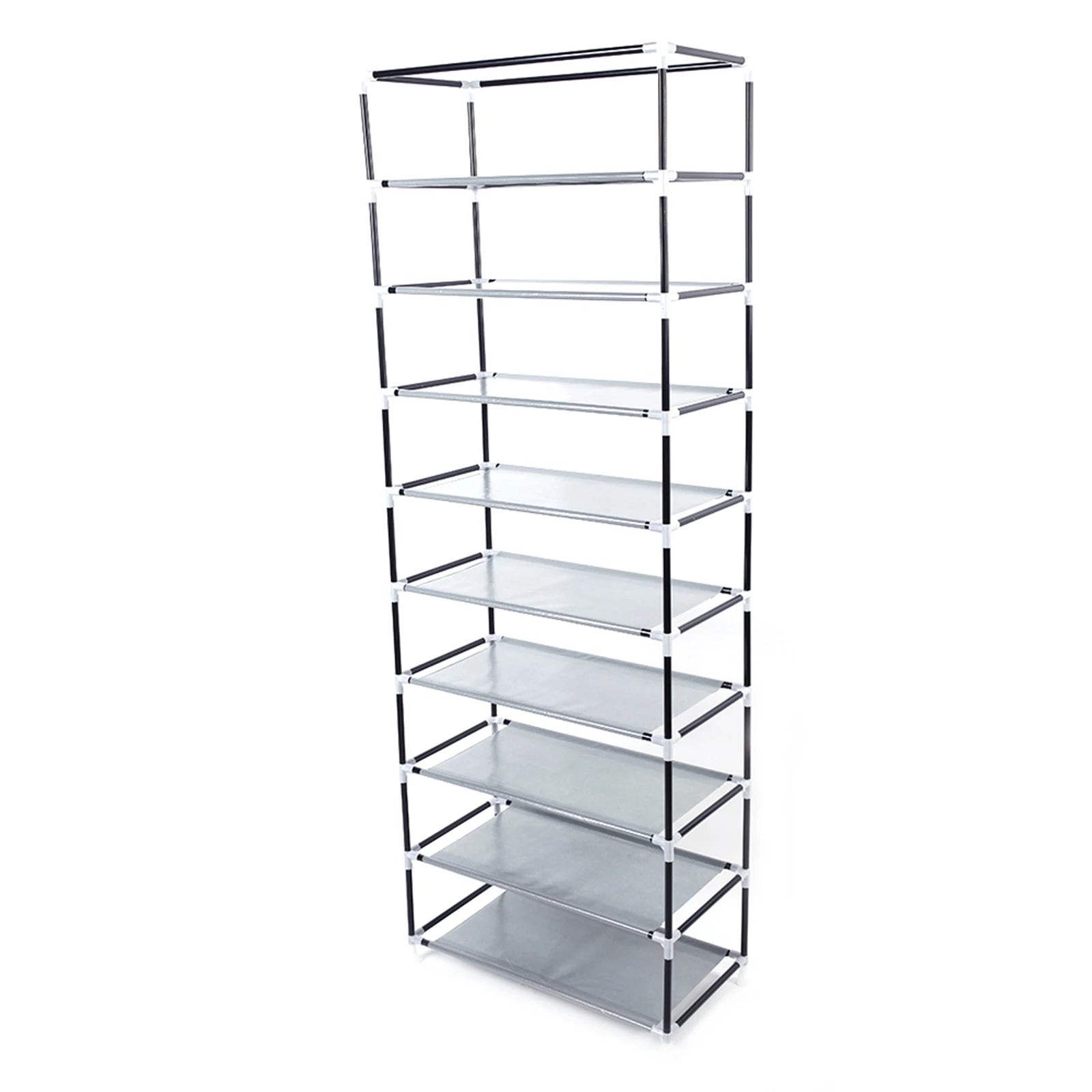 Shoe Organizer Room-Saving 9 Lattices Non-Woven Fabric Rack (Gray)