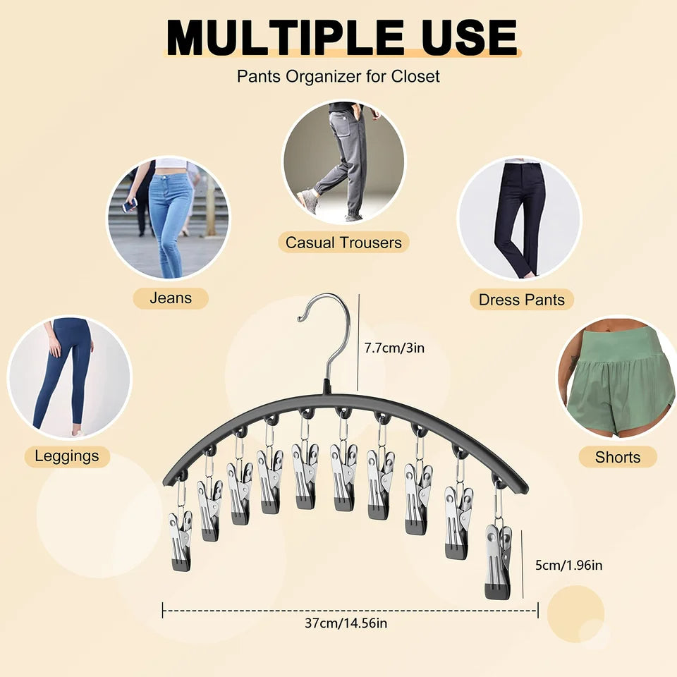 Curved Yoga Pants Hangers with Clips (5-Pack)