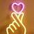 Neon Hand Heart Sign for Home Bedroom Decor