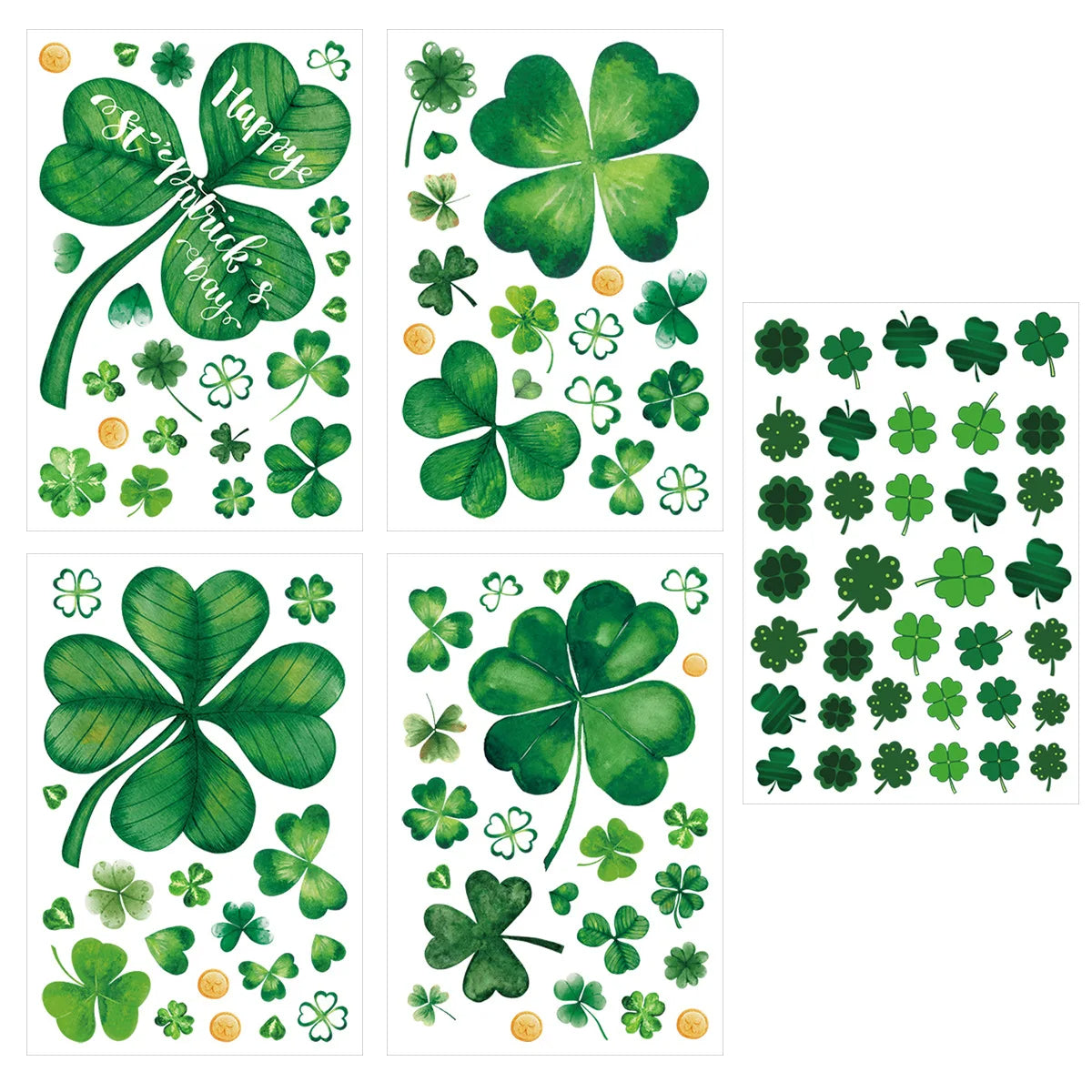 St. Patrick's Day Window Stickers Double-Sided Shamrock Decorations