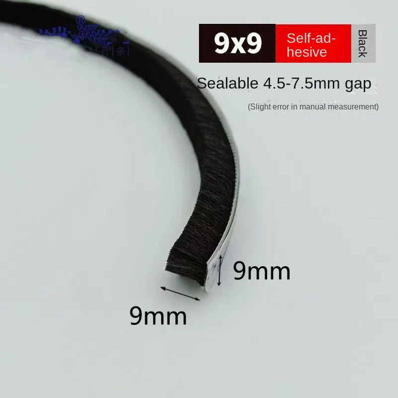 Door Window Sealing Strip 10M Self-Adhesive Brush Weatherstripping for Windproof
