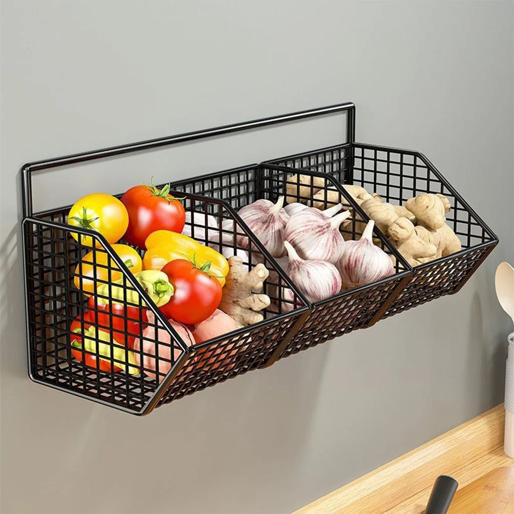 Wall Mounted Storage Rack Punch-Free Condiments Spice Drain Basket Household