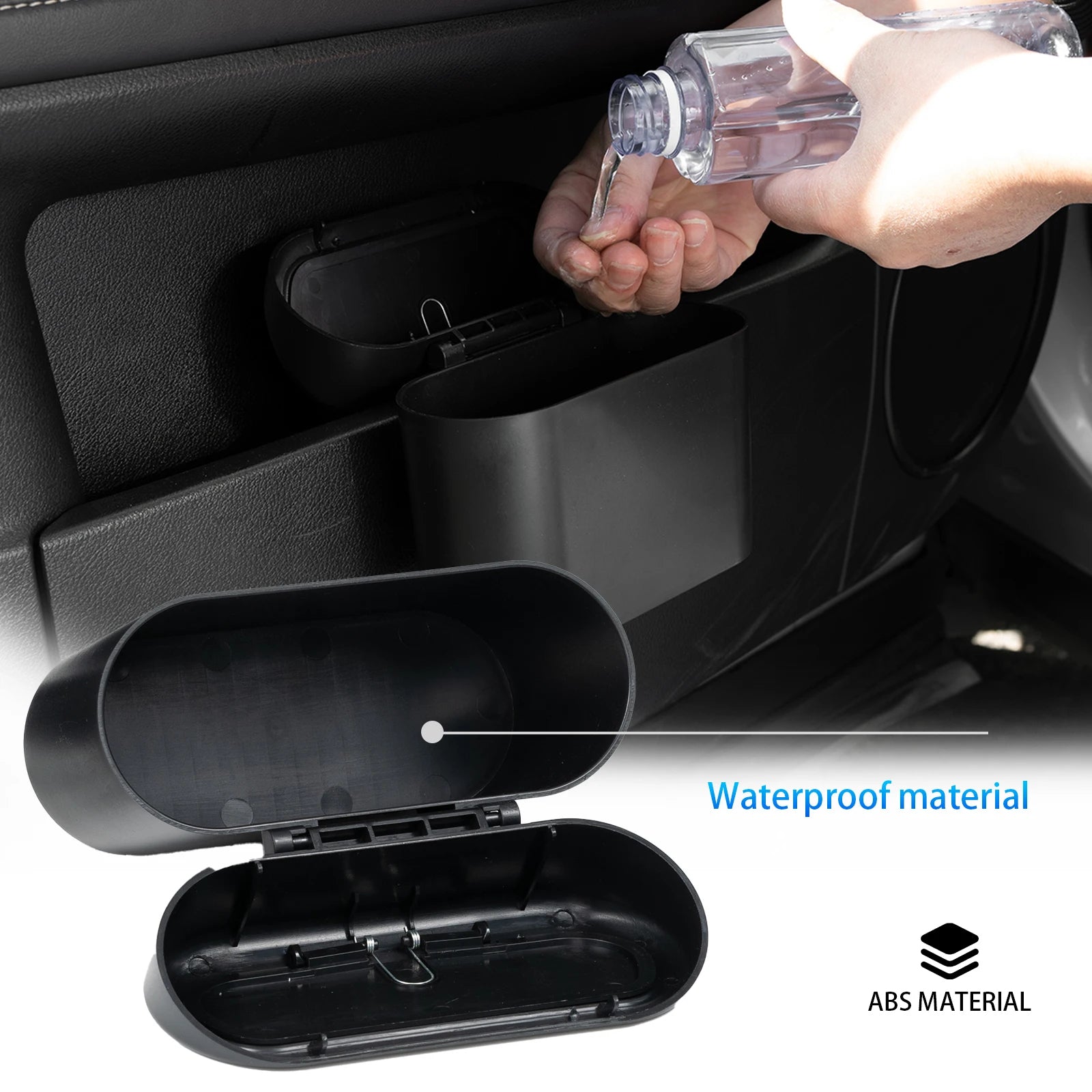 Mini Car Trash Can with Flip Lid Waterproof Hanging Garbage Bin