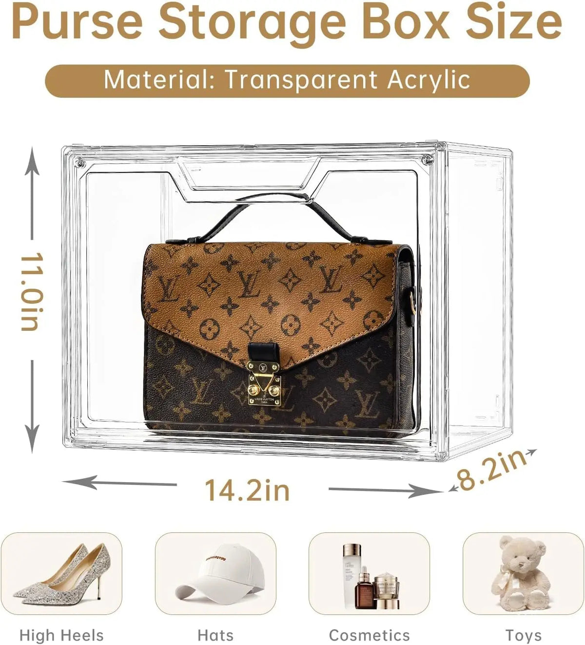 Clear Display Case 5-Pack for Purse Handbag Organization