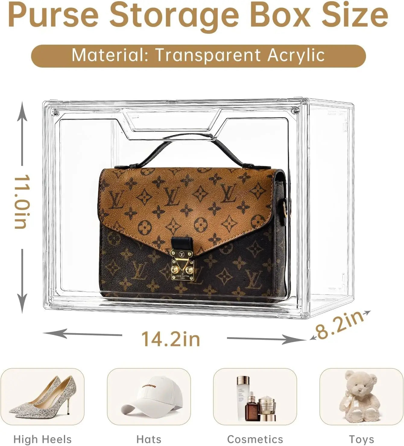 Clear Display Case 5-Pack for Purse Handbag Organization