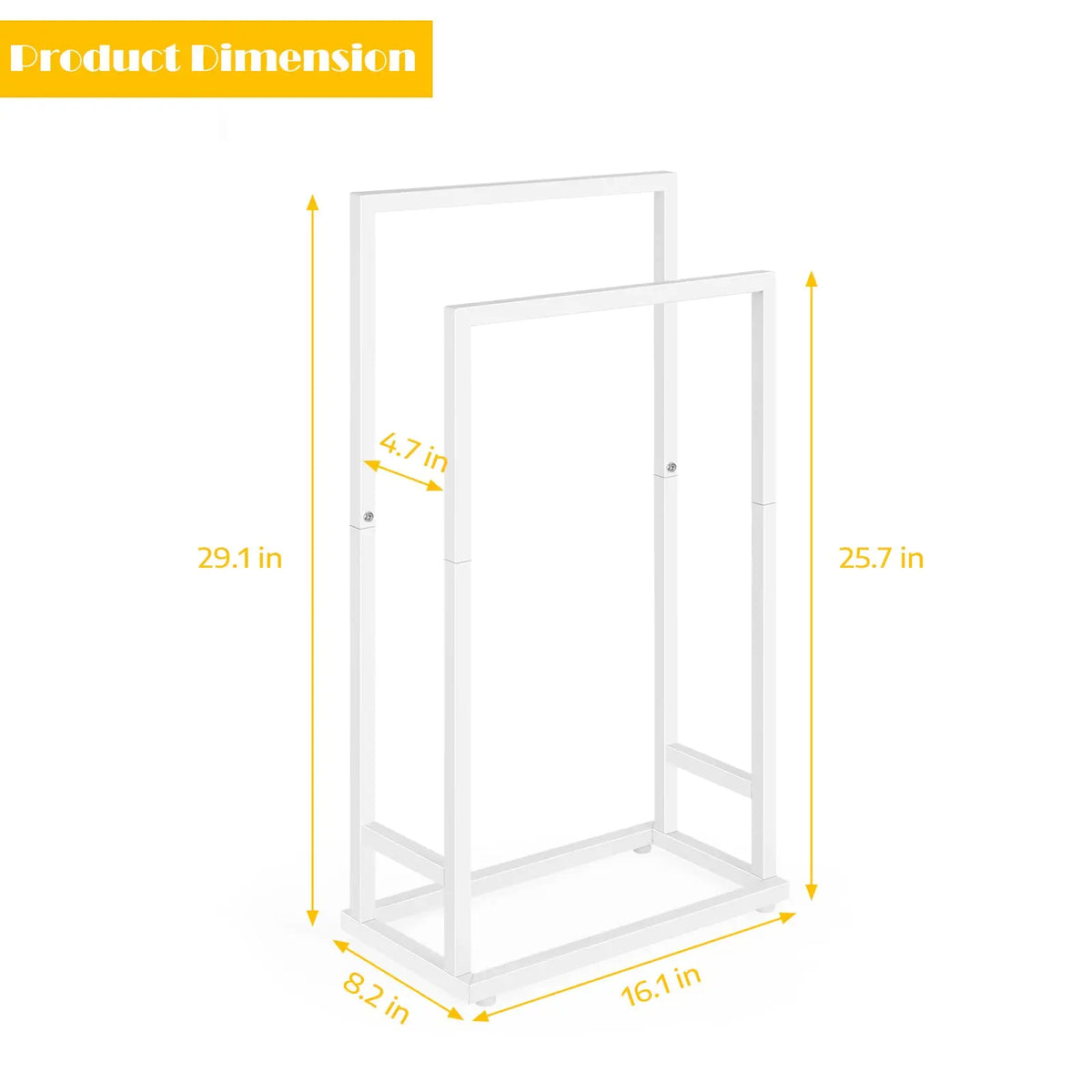 Freestanding Metal Towel Rack 2-Tier for Bathroom Laundry (White)