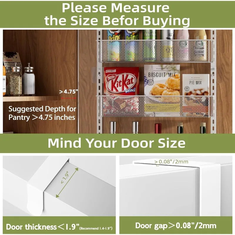 Metal Pantry Door Organizer 8-Tier Hanging Wall Mount Spice Rack (Black)