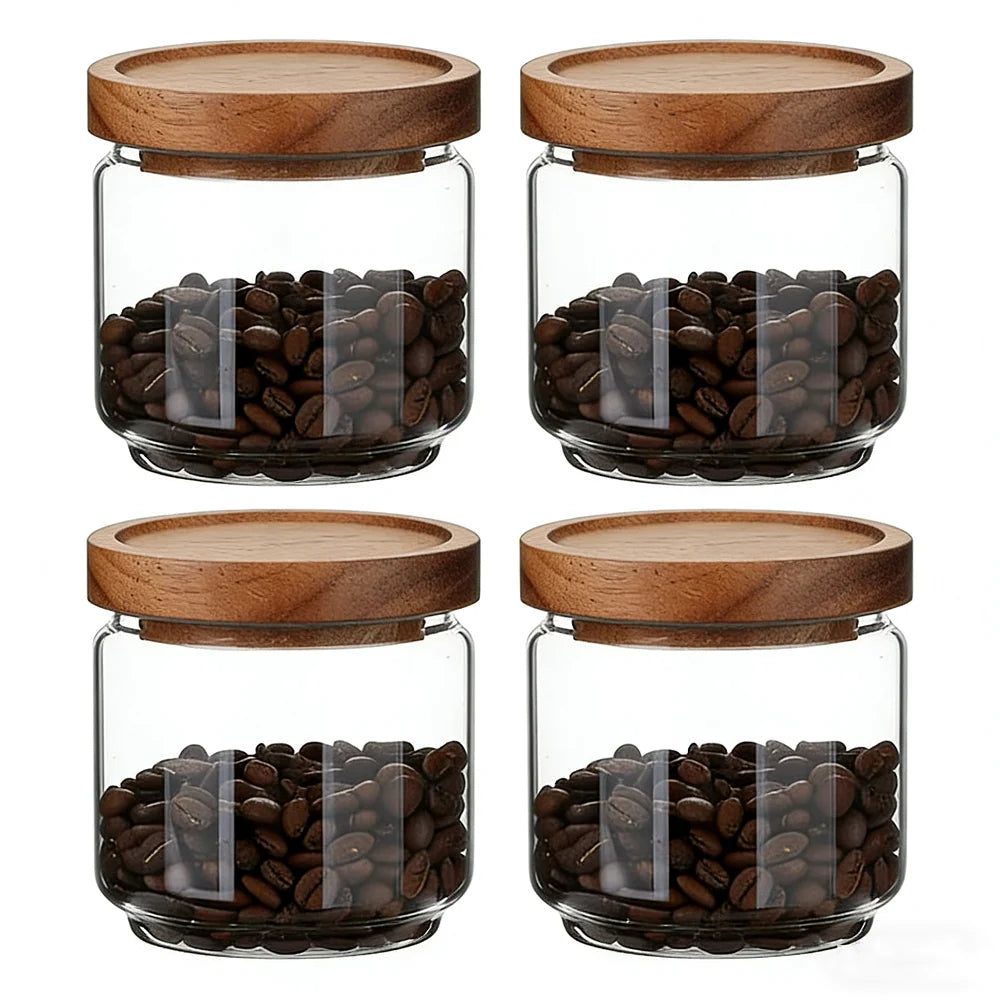 Glass Containers Canister Set 15.2 oz Airtight Food Storage Spice Jars (6 Pack)