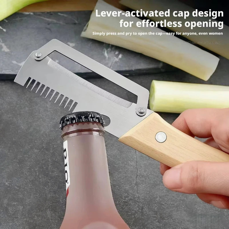 2-in-1 Stainless Steel Fruit and Vegetable Peeler with Ergonomic Wooden Handle, Paring Knife for Potatoes, Fruits, and Kitchen Food Preparation