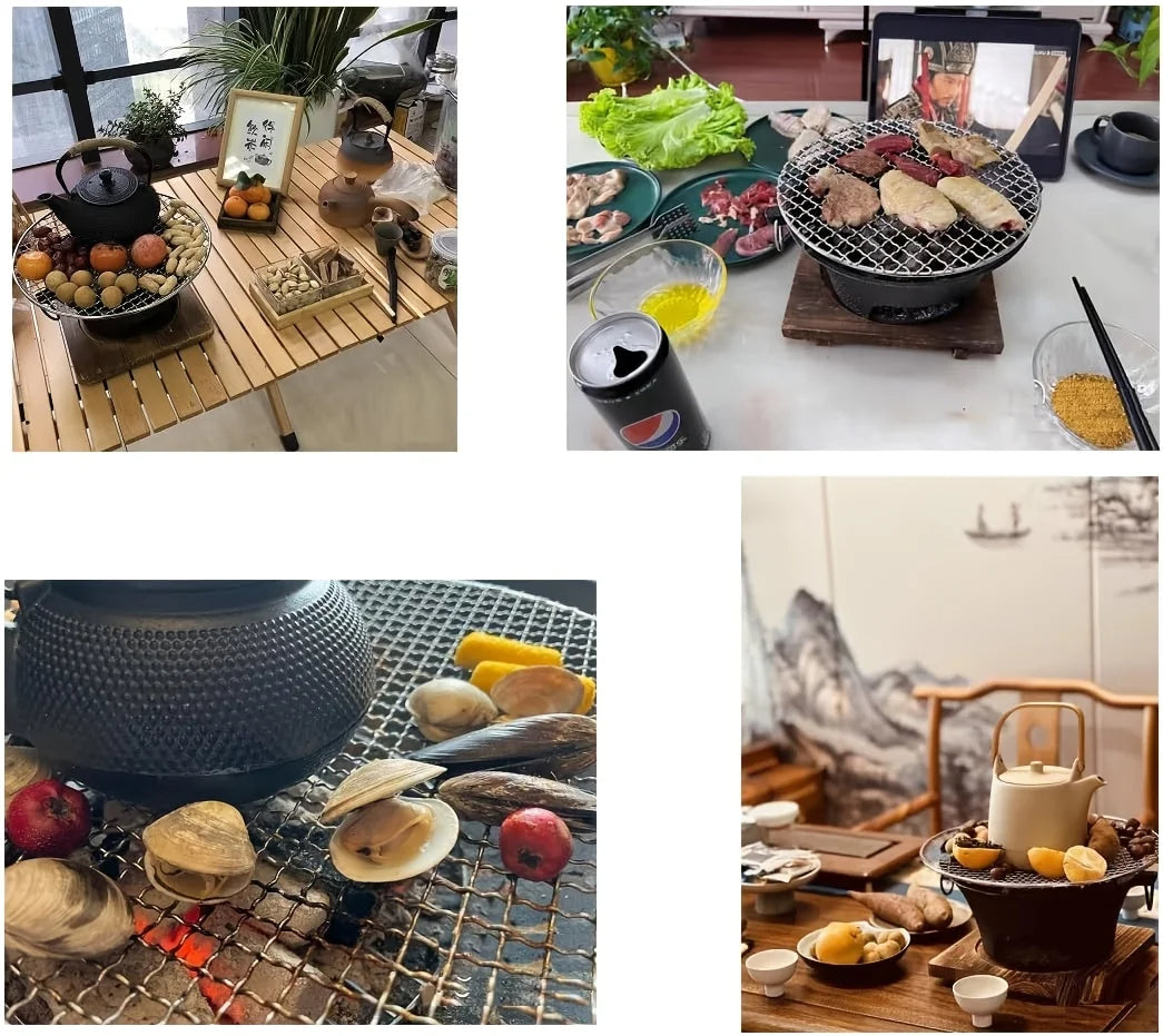 Portable BBQ Grill Round for Camping Picnic Party