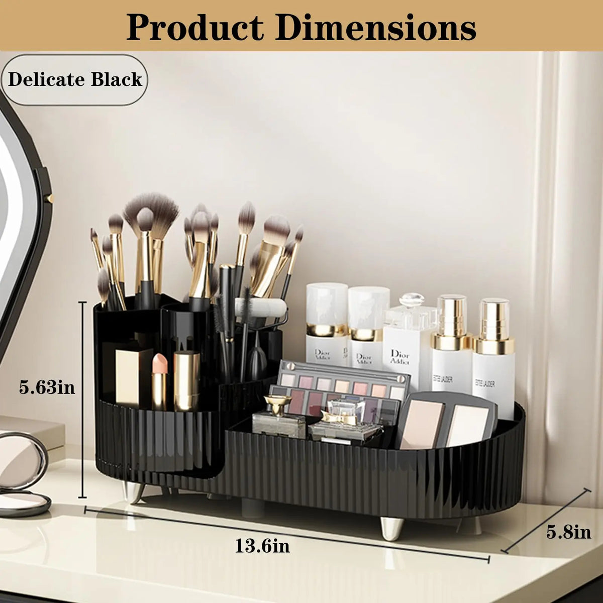 Cosmetic Carousel Rotating Makeup &amp; Skincare Organizer (Black)