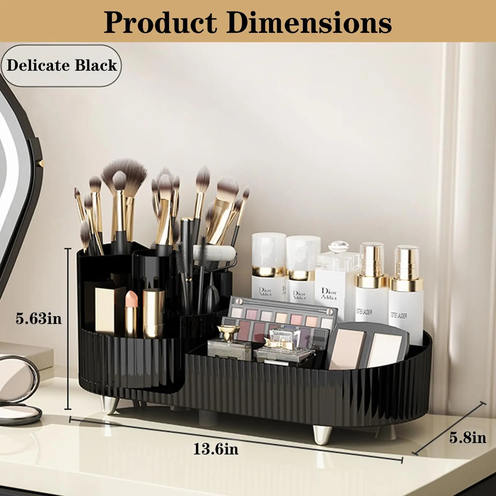 Cosmetic Carousel Rotating Makeup & Skincare Organizer (Black)