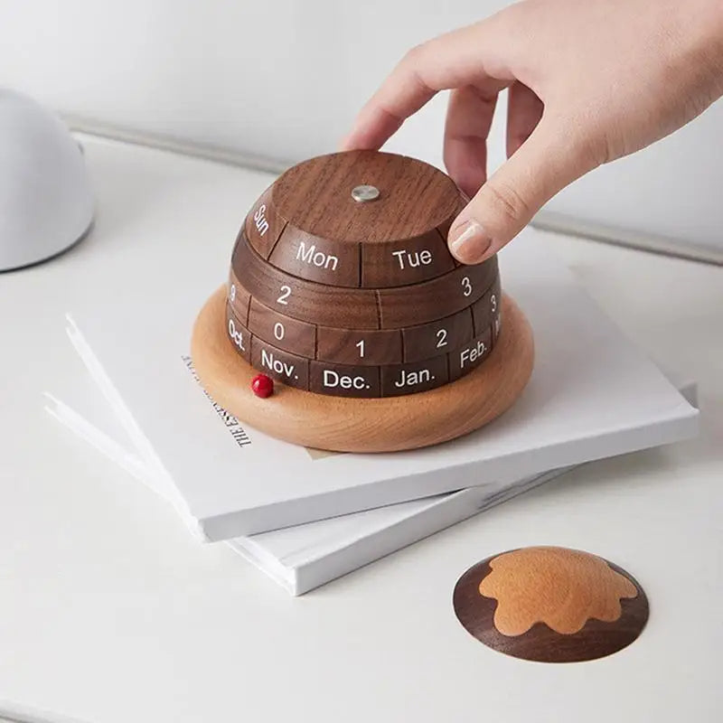 Reusable Wood Desk Calendar with Planet Design