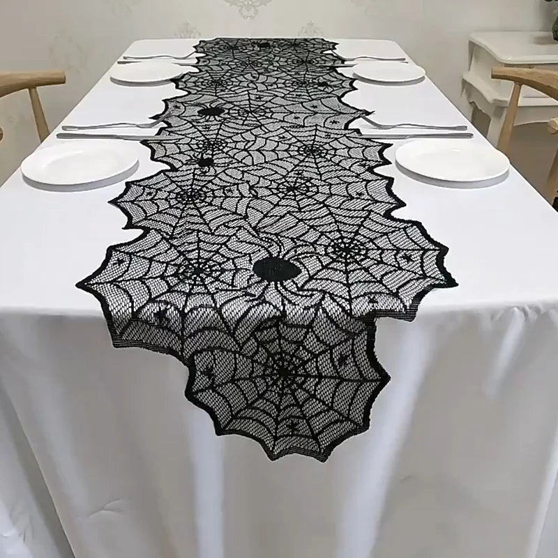 Halloween Lace Spider Web Tablecloth for Halloween Decoration