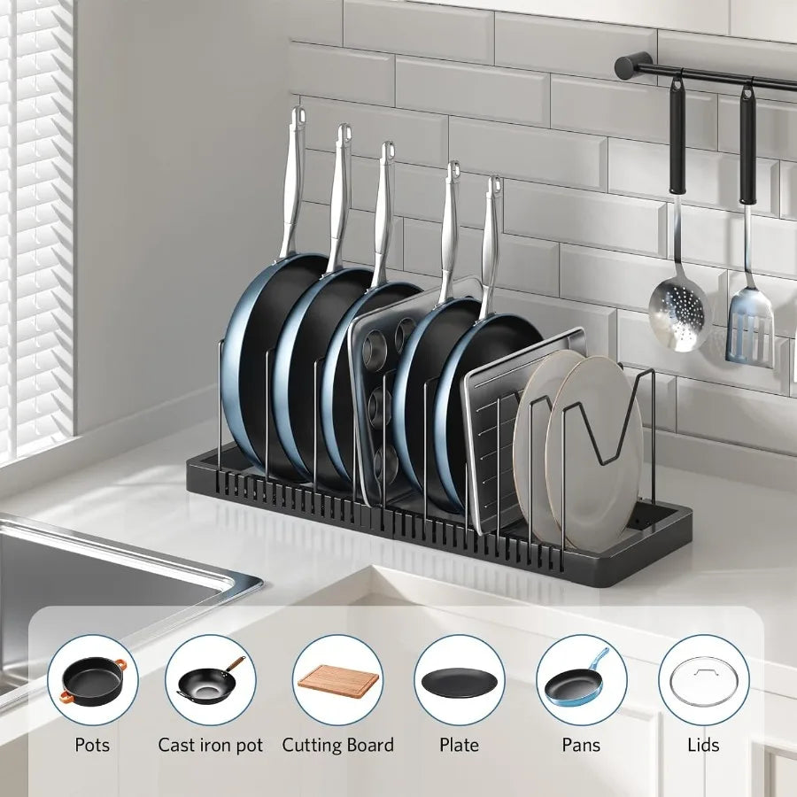 Expandable Pots and Pans Organizer Rack for Cabinets