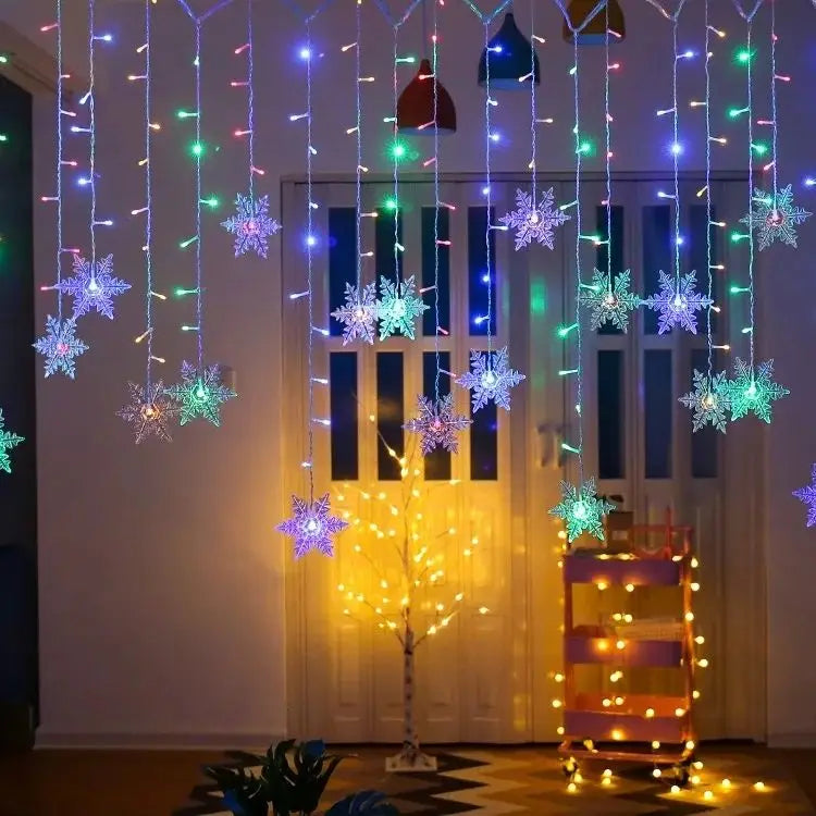 3.2M Christmas Snowflake LED String Lights US Plug (Multicolor)