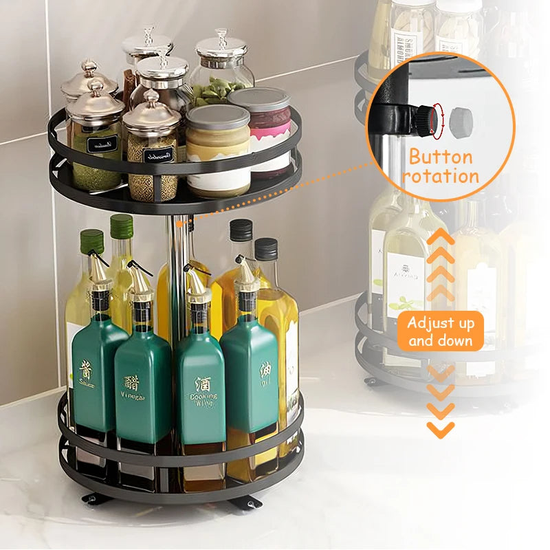 360° Rotation Spice Rack Organizer 2-Layer for Seasonings and Spices