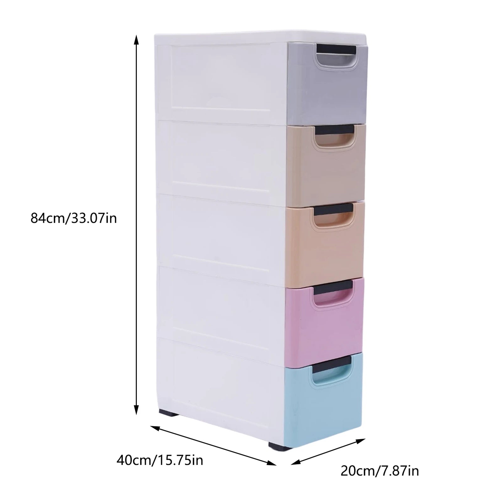 5-Tier Vertical Clothing Storage Cabinet – Slim Narrow Plastic Wardrobe Tower (White)