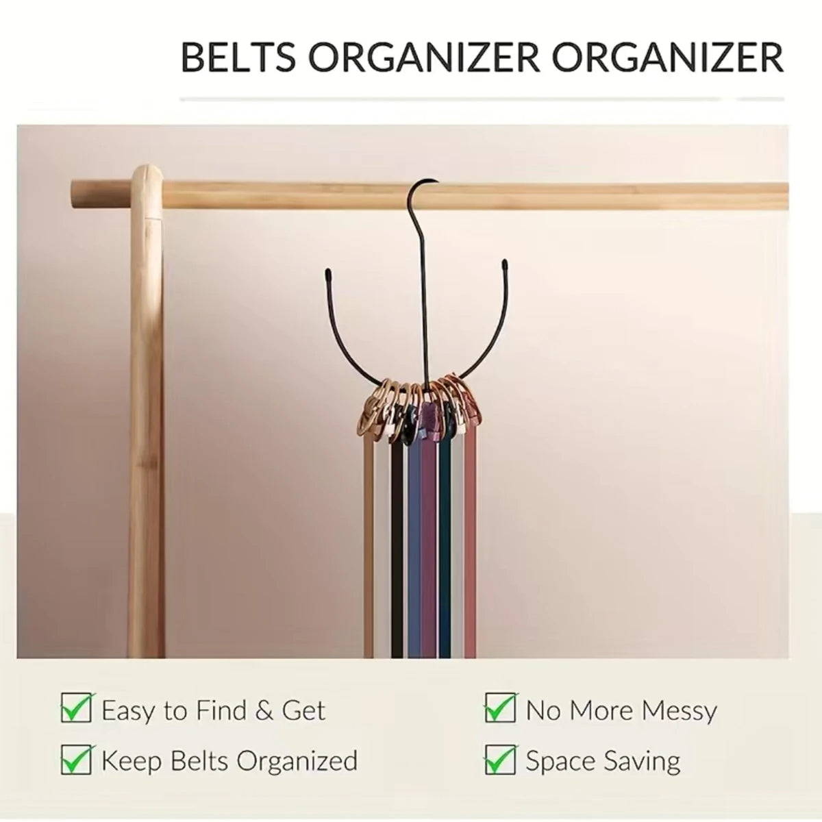 1pc Belt Storage Hook for Ties, Scarves, and Vests (Black)