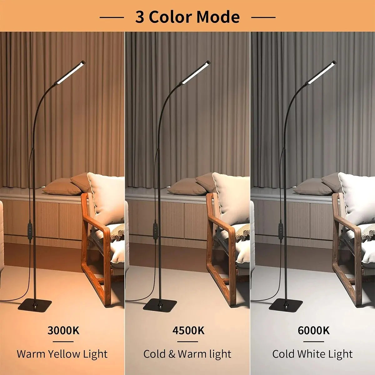 Floor Lamp with Gooseneck 120 LED Reading Lamp for Bedroom