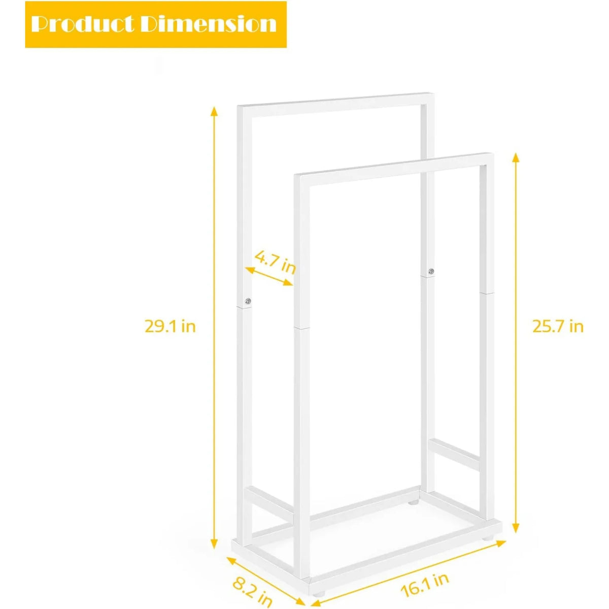 -Tier Metal Stand with 5 Bars for Bathroom Bedroom Towels &amp; Robes (White)