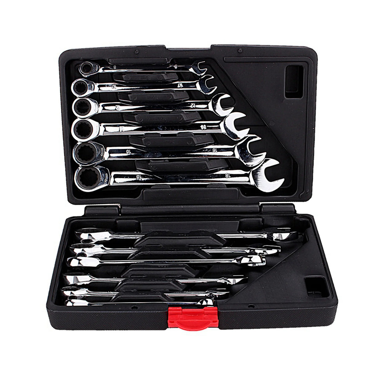 12-Piece Dual-Head Ratchet Wrench Set Tool Kit (8-19mm)
