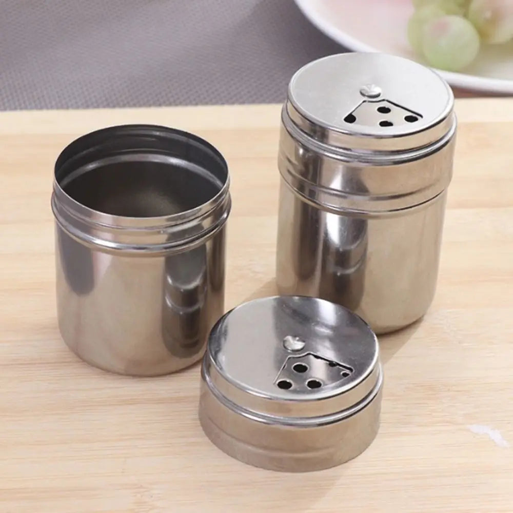 Stainless Steel Seasoning Jar, Rotating Spice Shaker with Adjustable Cover, Salt &amp; Sugar Container, Pepper and Spice Storage for Kitchen