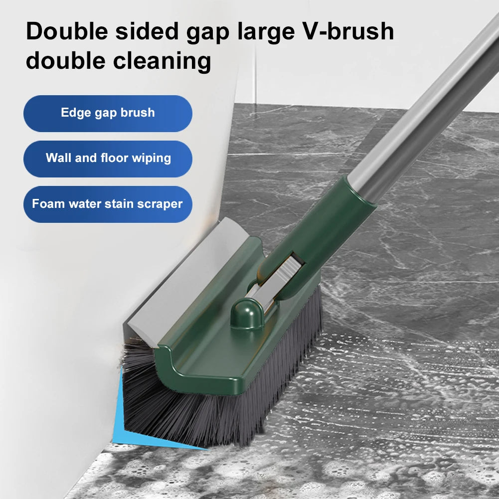 Long Handle Floor Scrubber for Shower Bathroom (Dark Green)