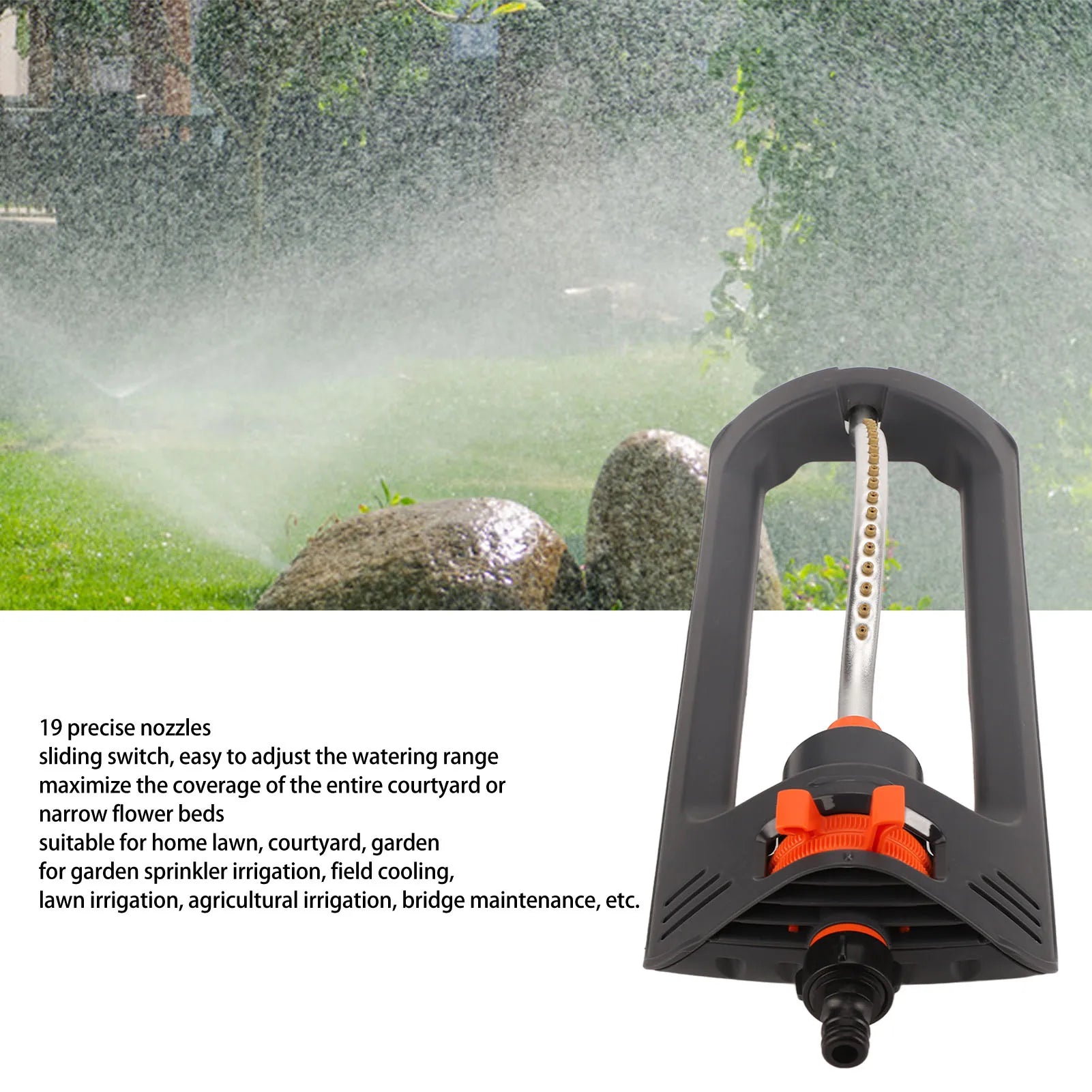 Automatic Oscillating Sprinkler: Effortless Watering for Lawns & Gardens (19 Holes, 4 Modes)