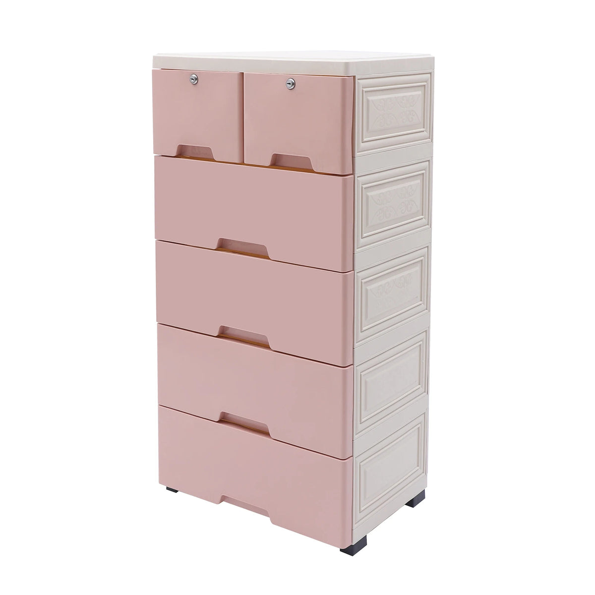 6-Drawer Plastic Closet Organizer Unit for Clothes Toys (Pink)