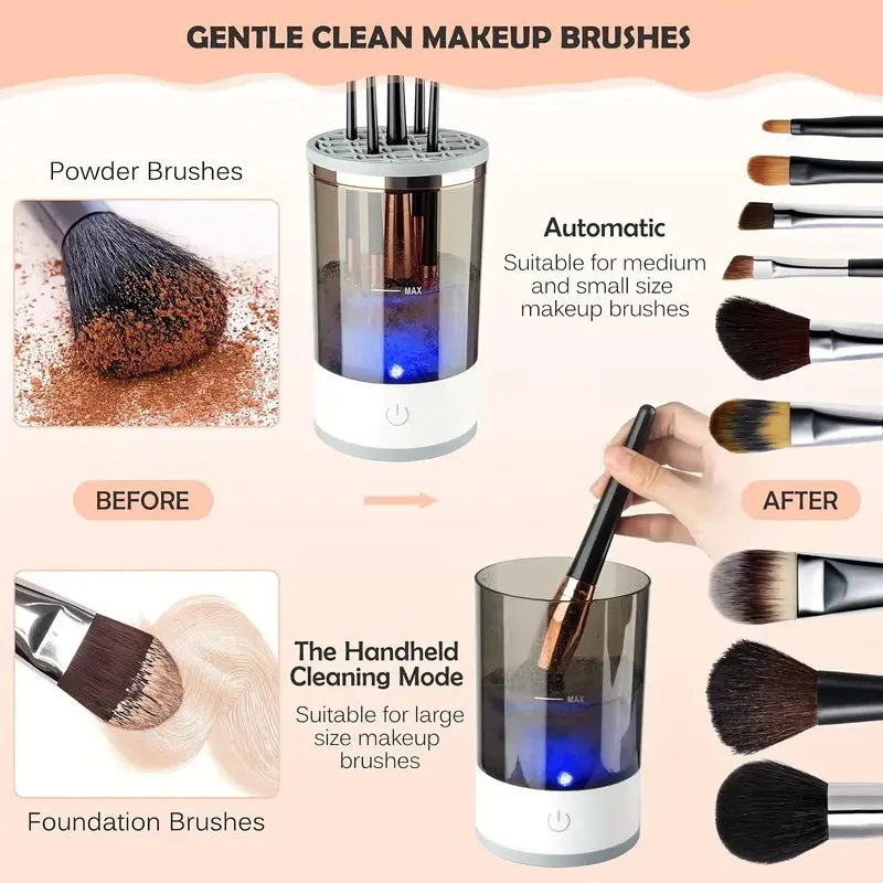 Makeup Machine Electric USB Quick Cleaner Cleaning Brush Collar Brush (Transparent)