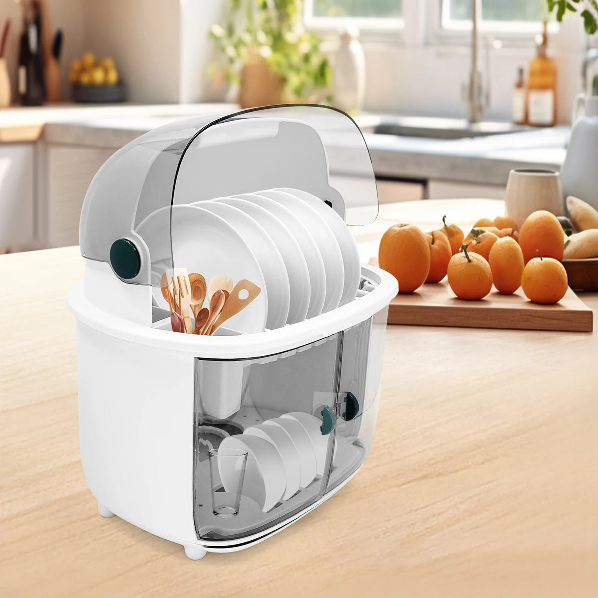 2-Tier Dish Drying Rack Plastic Countertop Drainer for Kitchen Counter