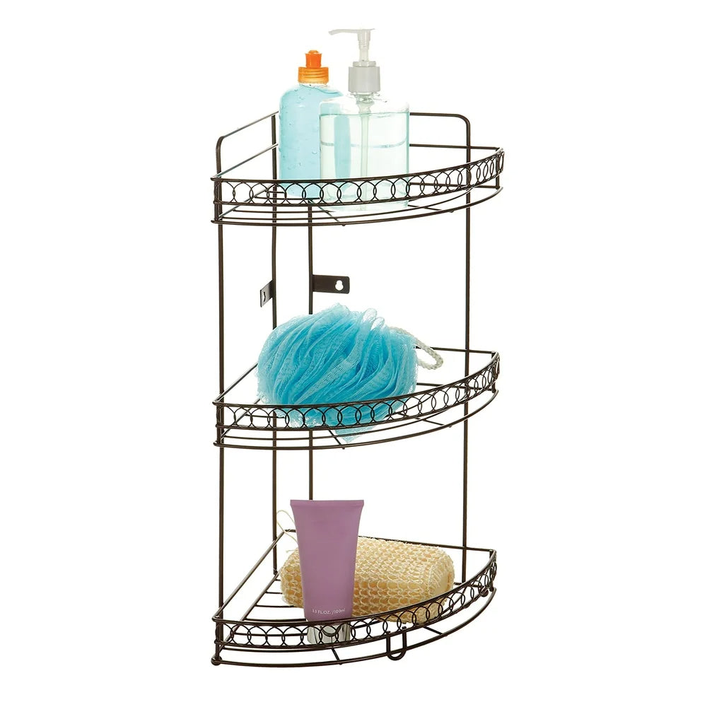 3-Tier Metal Corner Bathroom Shelf for Shower Storage