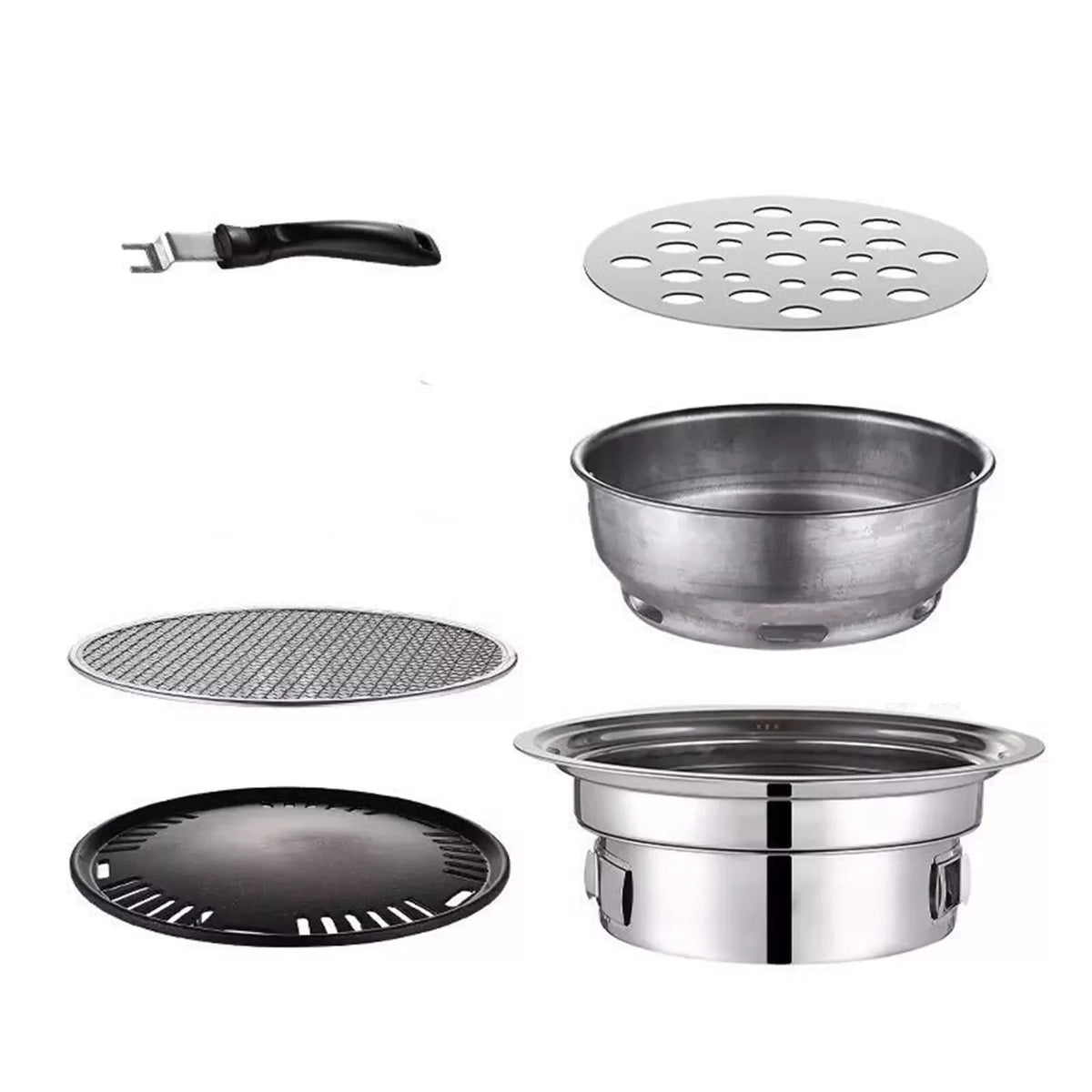 Korean Style Portable BBQ Grill Stainless Steel Hibachi Charcoal Stove