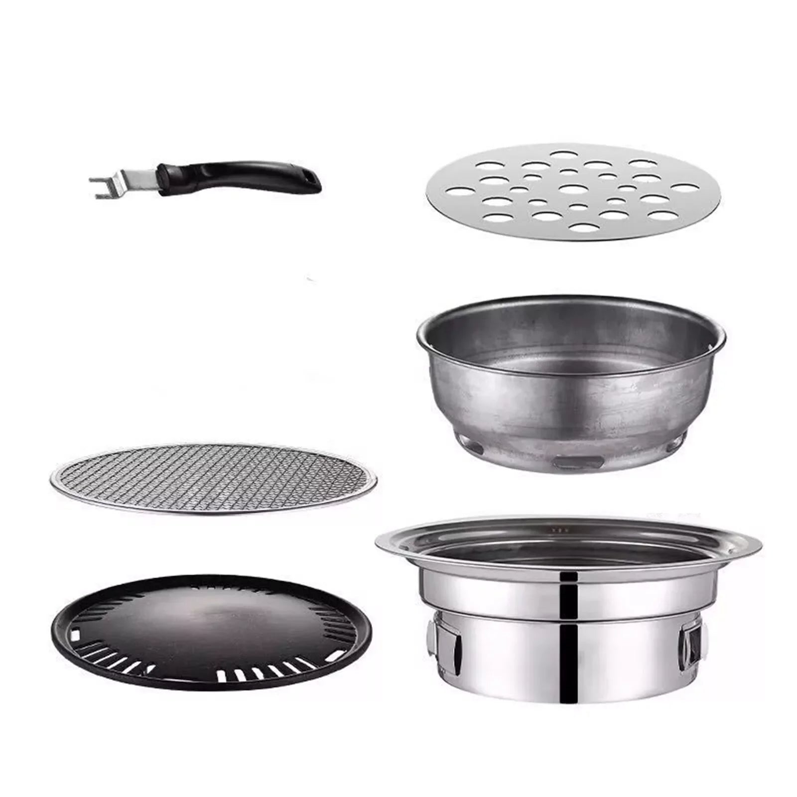 Korean Style Portable BBQ Grill Stainless Steel Hibachi Charcoal Stove