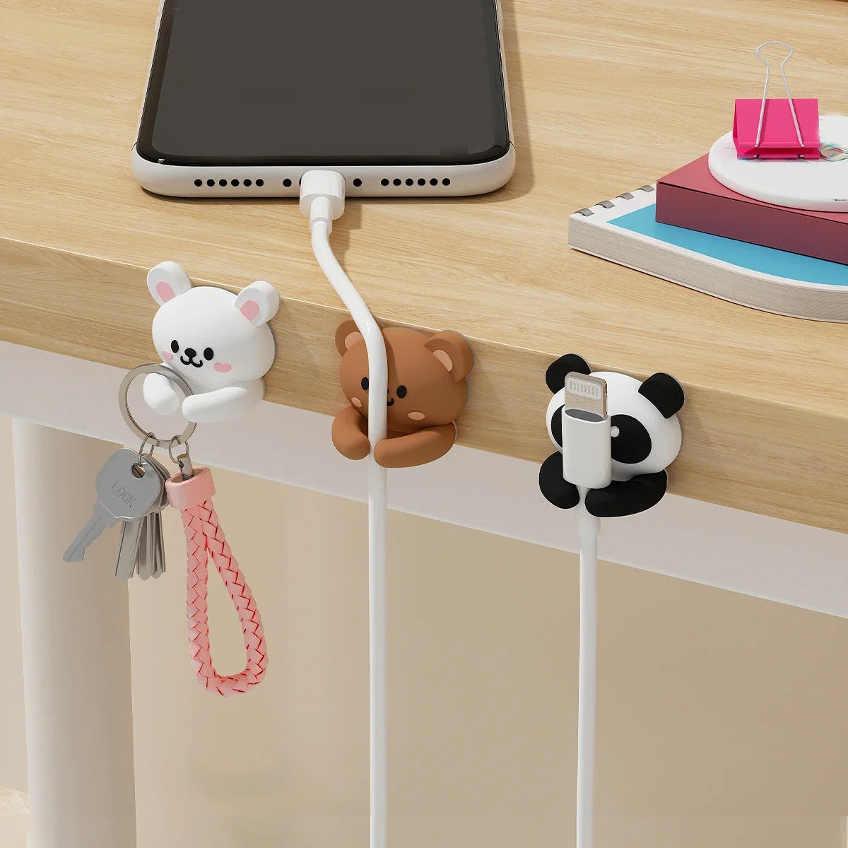 Self-Adhesive Desktop Cable Organizer Holder 3PCS (Mixed)