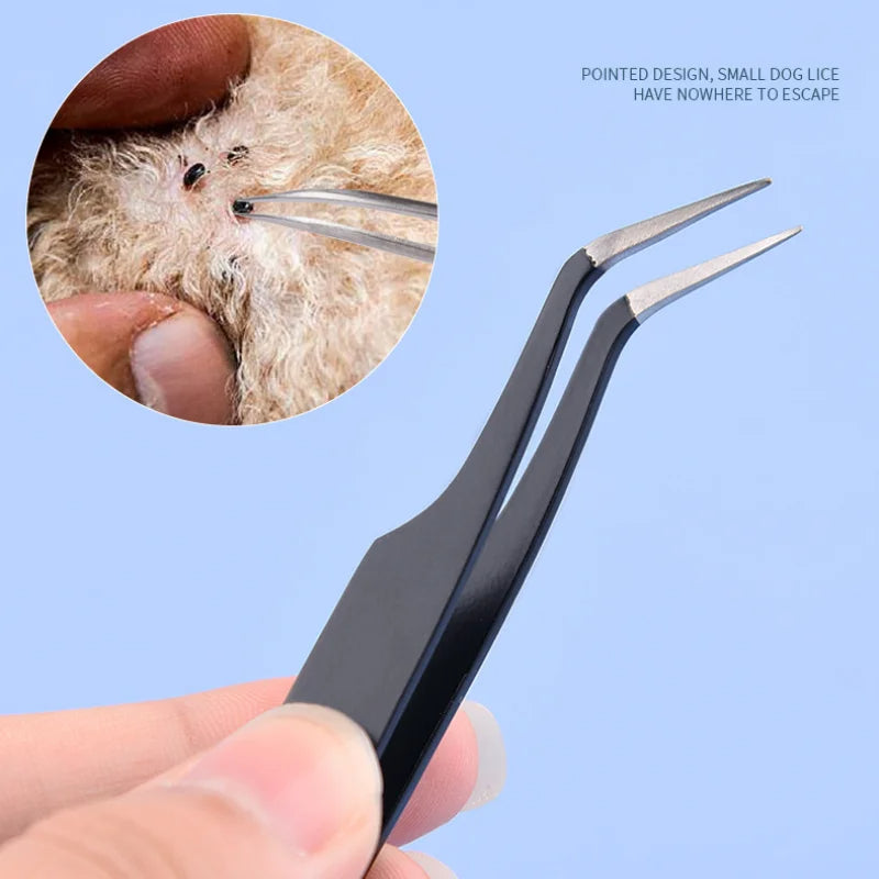 2-in-1 Tick Remover Tool Professional Tick Removal Tweezers For Humans & Pets (Black Only)